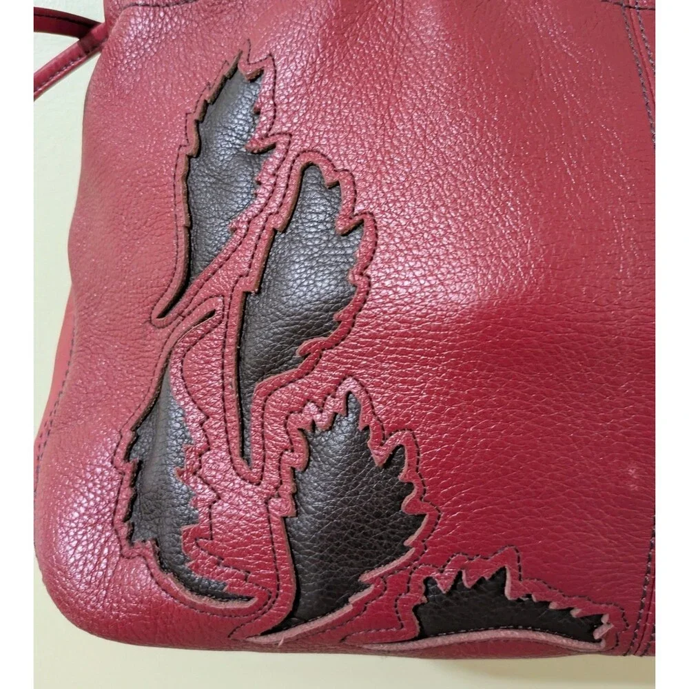 Bradley Large Red Shoulder Bag With Black Inlay, Quality Heavy Leather! Not Vera - Picture 2 of 12